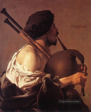 ヘンドリック・テル・ブリュッヘン Painting - バグパイプ奏者 オランダの画家 ヘンドリック・テル・ブリュッヘン